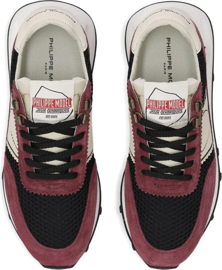 Mesh-Panel Suede Low-Top Sneakers - Image 4