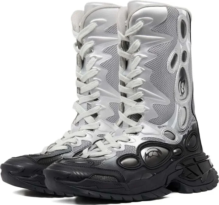 Mesh Panelled Lace-Up Boots - Image 2