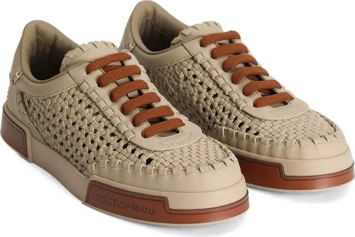Mesh-Panelling Leather Sneakers - Image 2