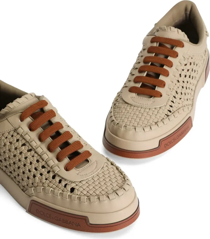 Mesh-Panelling Leather Sneakers - Image 4