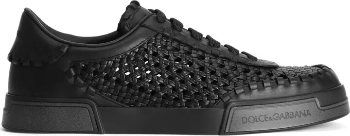 Mesh-Panelling Leather Sneakers