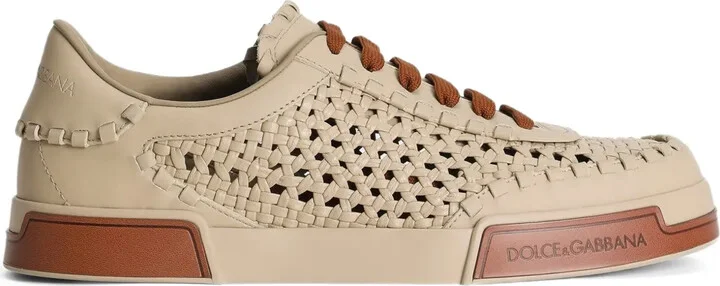 Mesh-Panelling Leather Sneakers