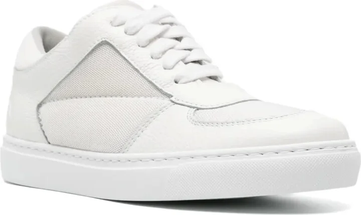 Mesh-Panels Tonal Leather Sneakers - Image 2