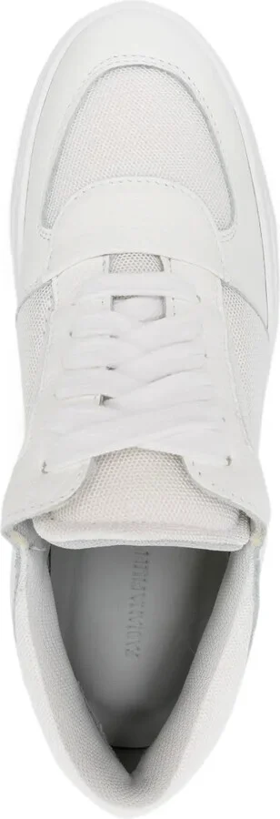 Mesh-Panels Tonal Leather Sneakers - Image 4