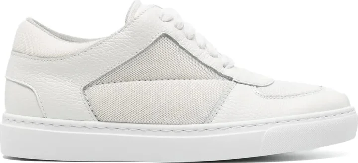 Mesh-Panels Tonal Leather Sneakers
