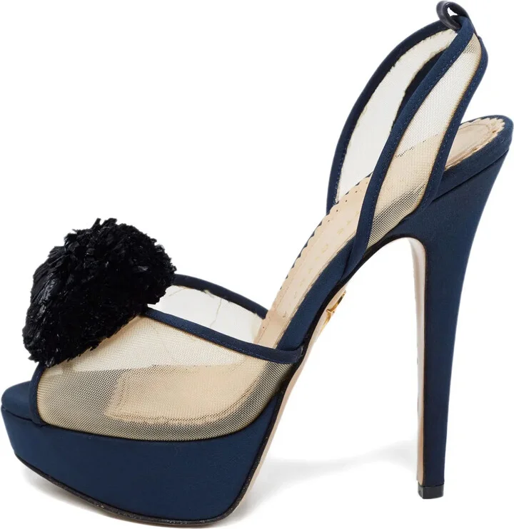 Mesh Pompom Sandals