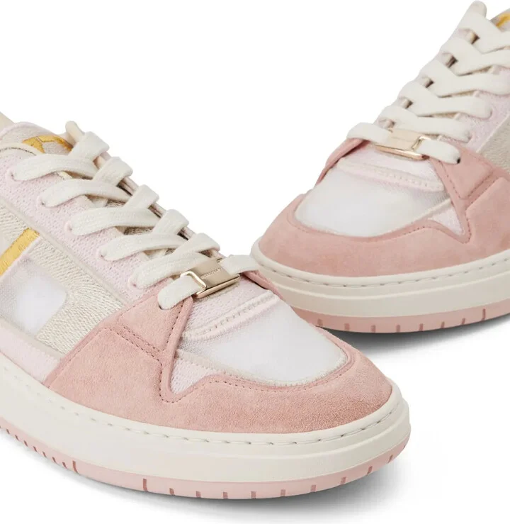 Mesh suede lace-up sneakers - Image 4