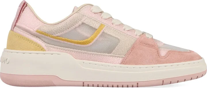 Mesh suede lace-up sneakers