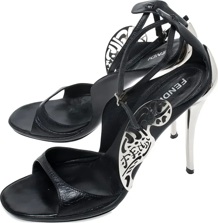 Metal-Applique Leather Sandals - Image 3