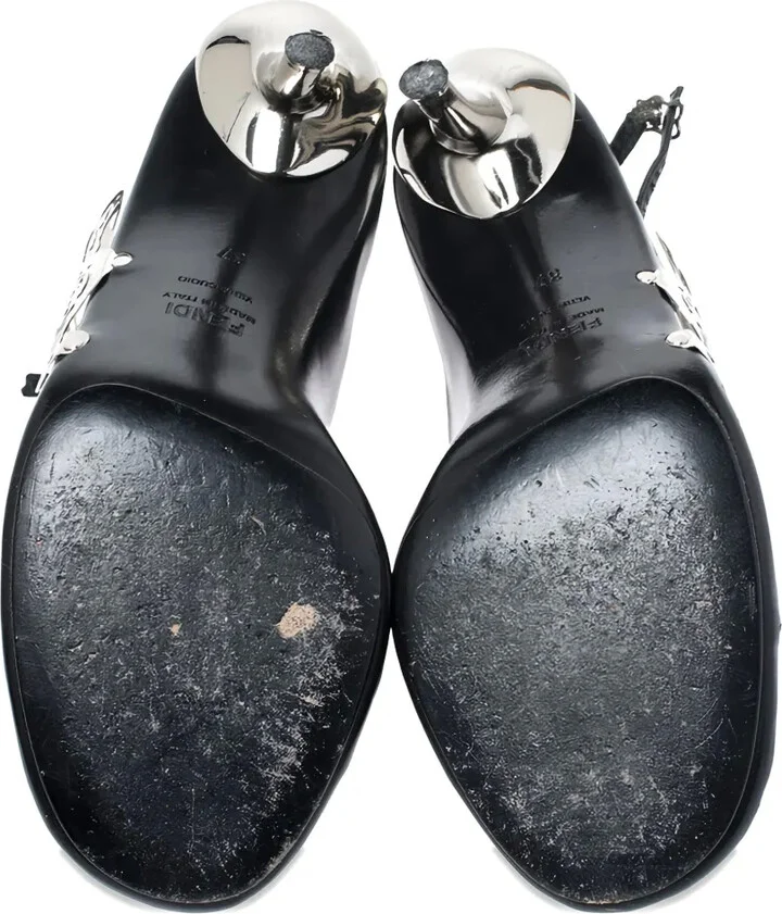 Metal-Applique Leather Sandals - Image 5
