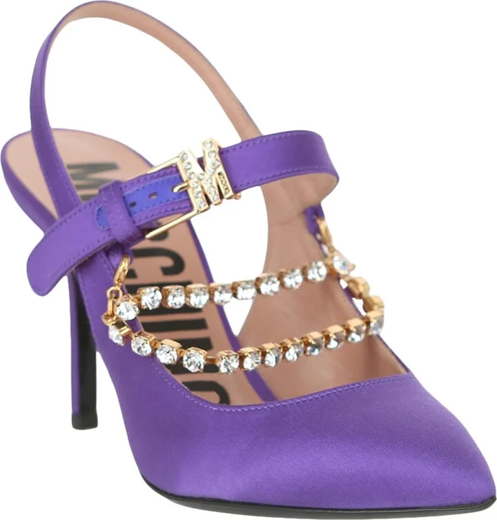 Metal Chain Slingback Pump