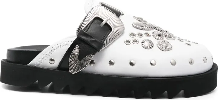 Metal-Eyelet Mules