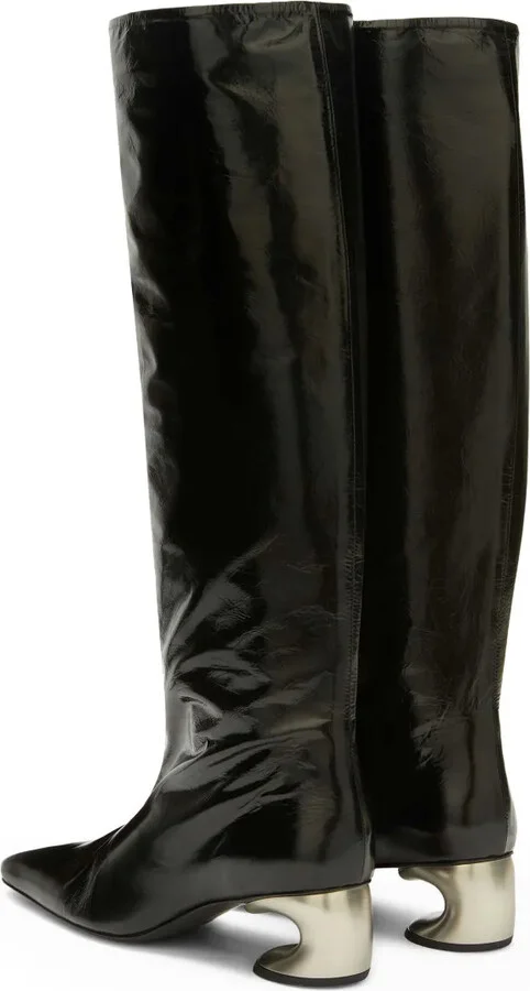 Metal-Heel Leather Knee Boots - Image 3