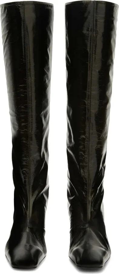 Metal-Heel Leather Knee Boots - Image 4