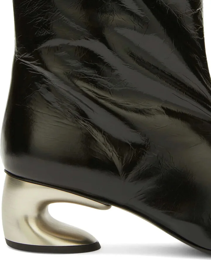 Metal-Heel Leather Knee Boots - Image 5