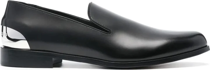 Metal-Heel Leather Loafers