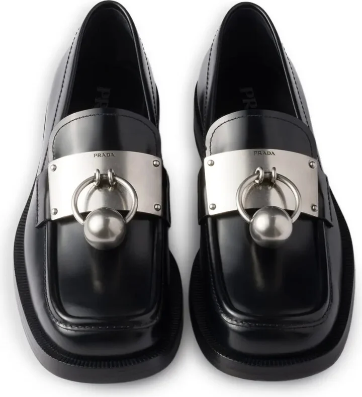 Metal-Ornament Leather Loafers - Image 4