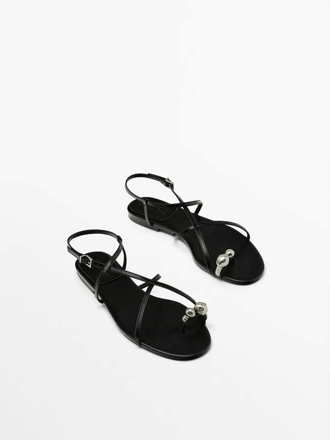 Metal Piece Toe Strap Sandals - Image 3
