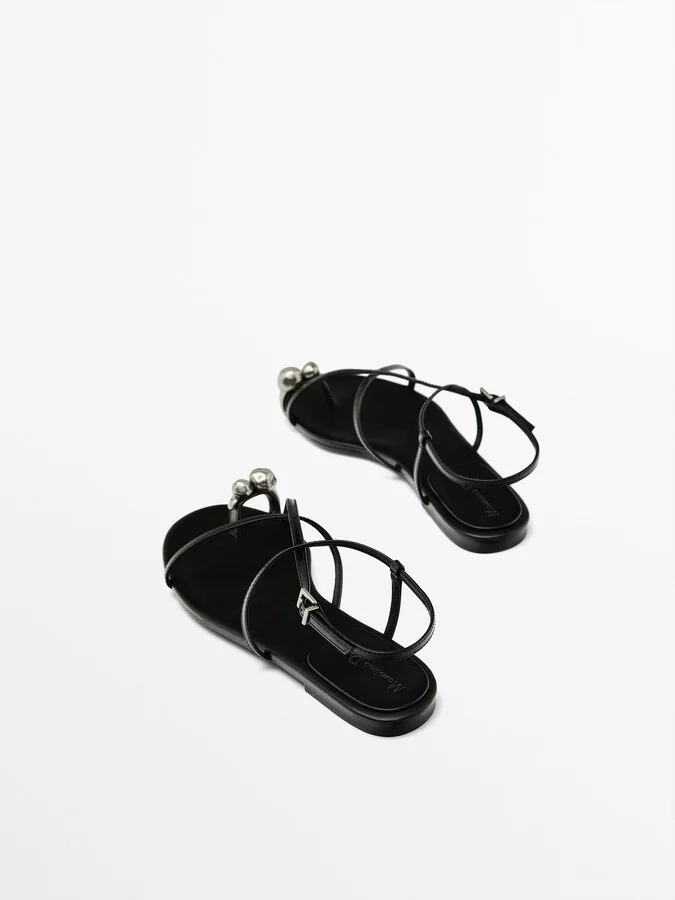 Metal Piece Toe Strap Sandals - Image 4