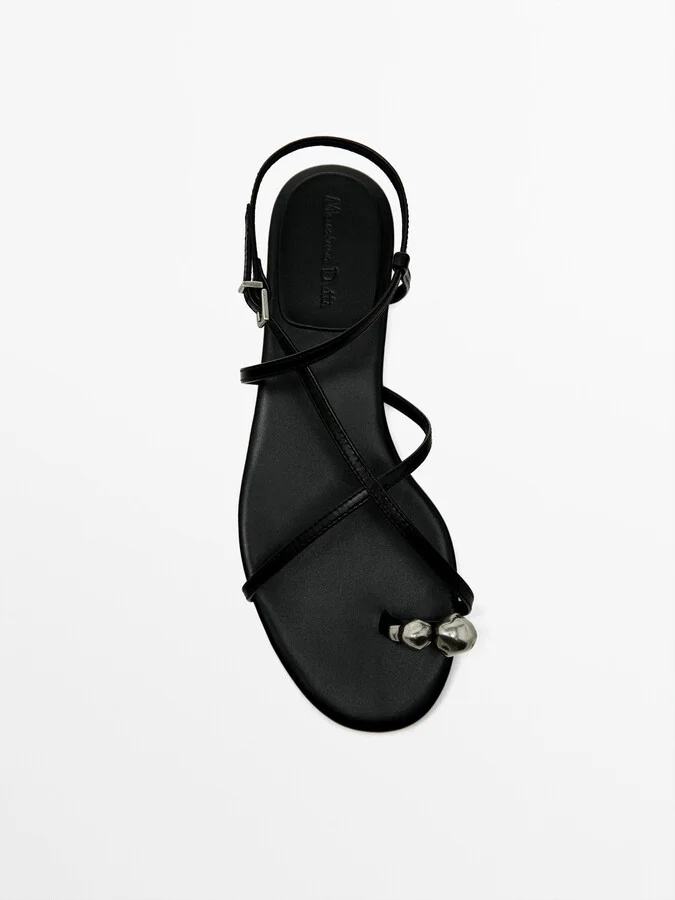 Metal Piece Toe Strap Sandals - Image 5