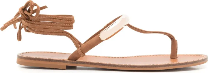 Metal-Strap Leather Sandals