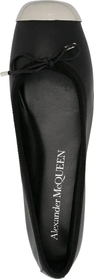 Metal-Toecap Leather Ballerina Shoes - Image 4