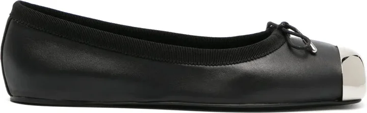 Metal-Toecap Leather Ballerina Shoes