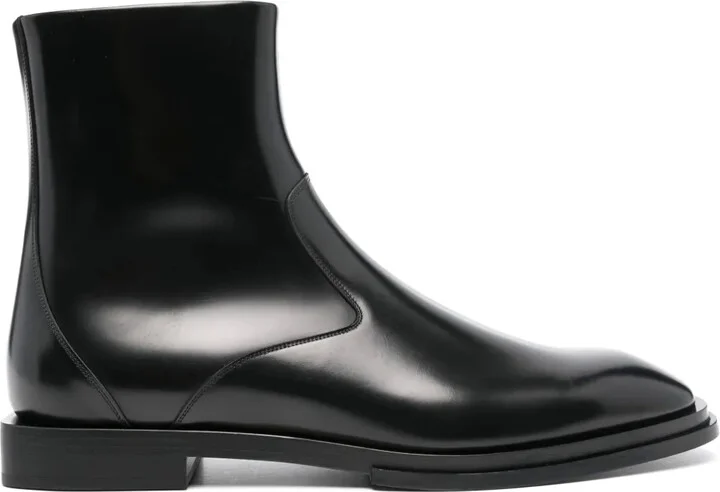 Metal-Trim Leather Boots