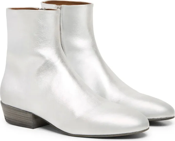 Metaliic-Leather Ankle Boots - Image 2