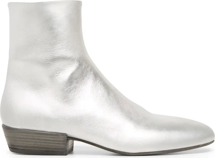 Metaliic-Leather Ankle Boots