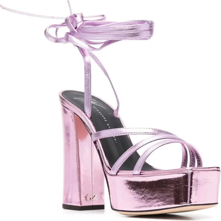 Metallic 125mm Platform Sandals - Image 2