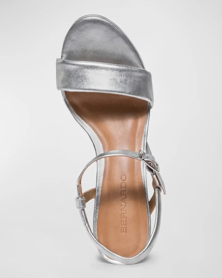 Metallic Ankle-Strap Platform Sandals - Image 2