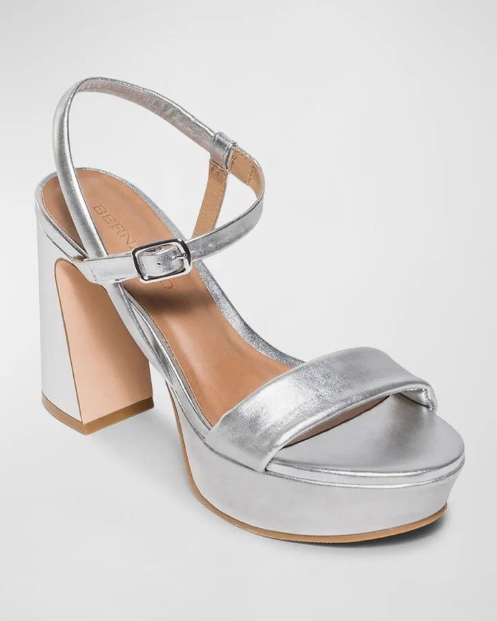 Metallic Ankle-Strap Platform Sandals - Image 4