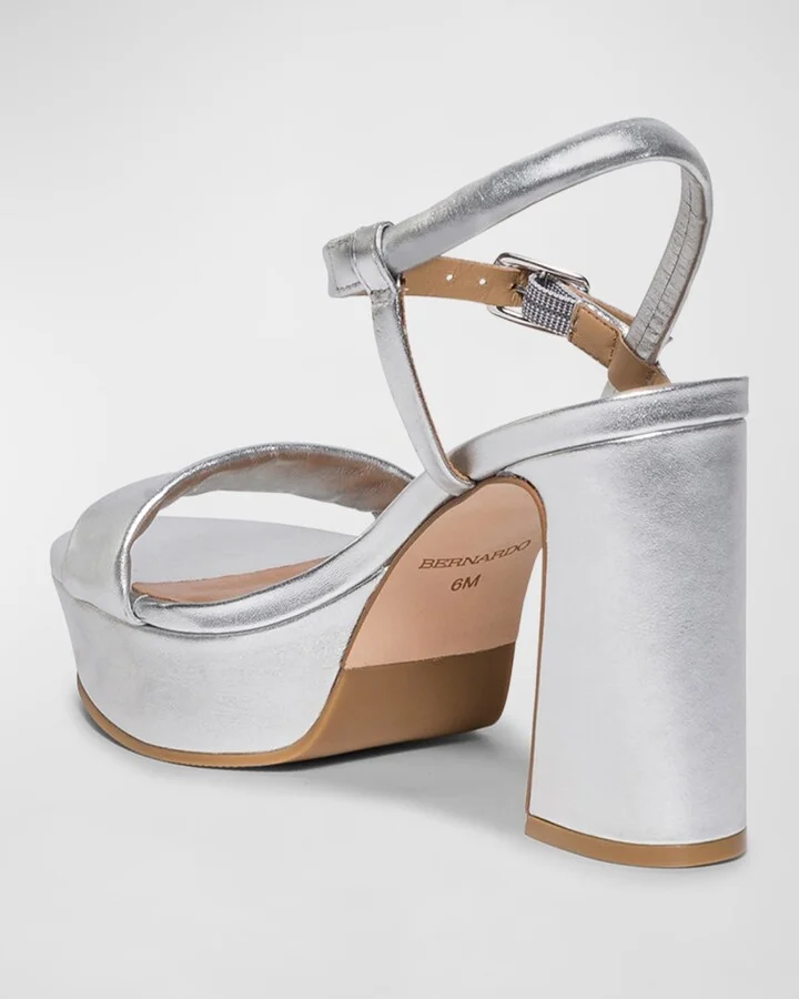 Metallic Ankle-Strap Platform Sandals - Image 6