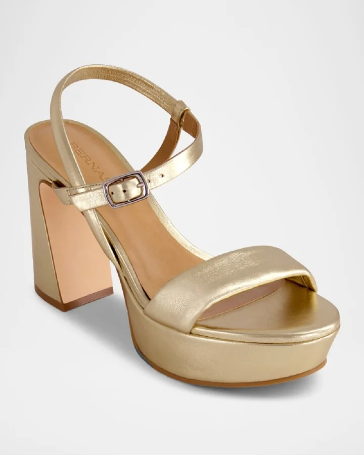 Metallic Ankle-Strap Platform Sandals - Image 7