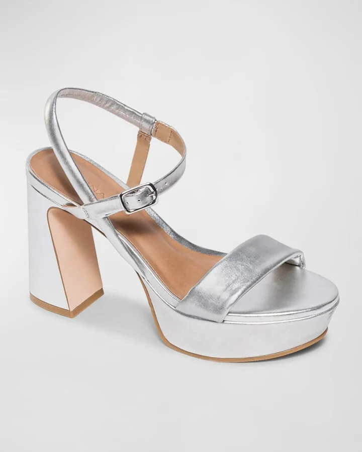 Metallic Ankle-Strap Platform Sandals - Image 8