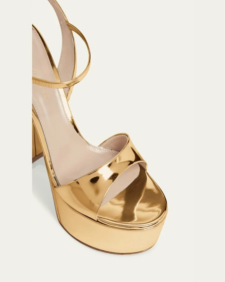 Metallic Ankle-Strap Platform Sandals - Image 2