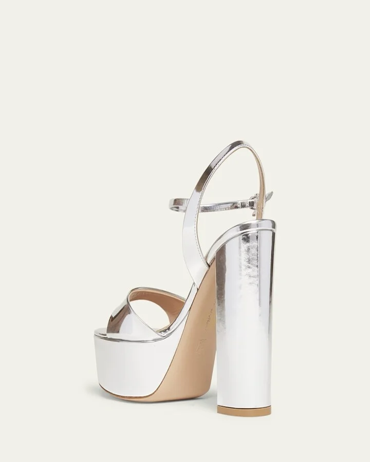 Metallic Ankle-Strap Platform Sandals - Image 5
