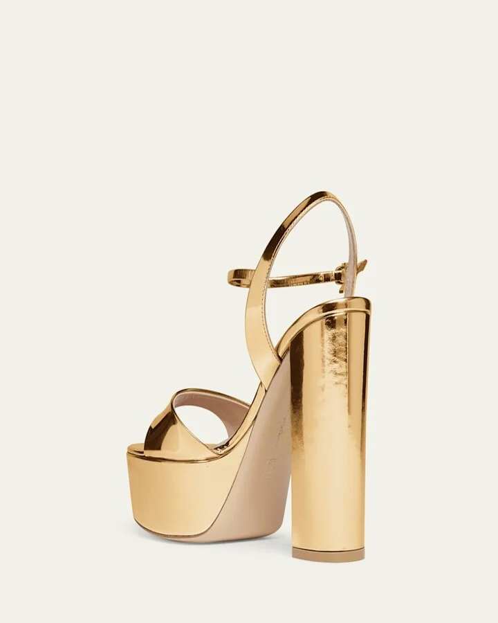 Metallic Ankle-Strap Platform Sandals - Image 11