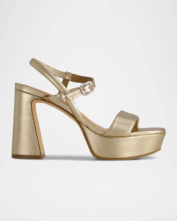 Metallic Ankle-Strap Platform Sandals