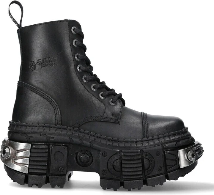 Metallic Black Leather Boots-WALL083C-S4