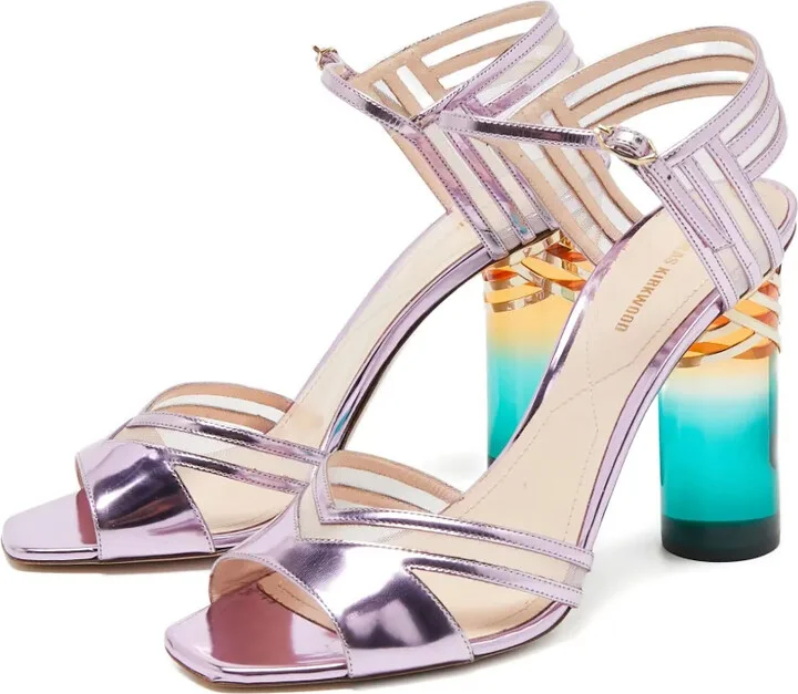 Metallic Block-Heel Sandals - Image 2