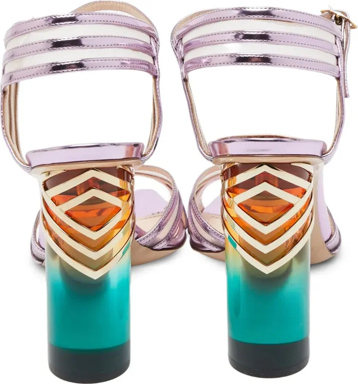 Metallic Block-Heel Sandals - Image 3
