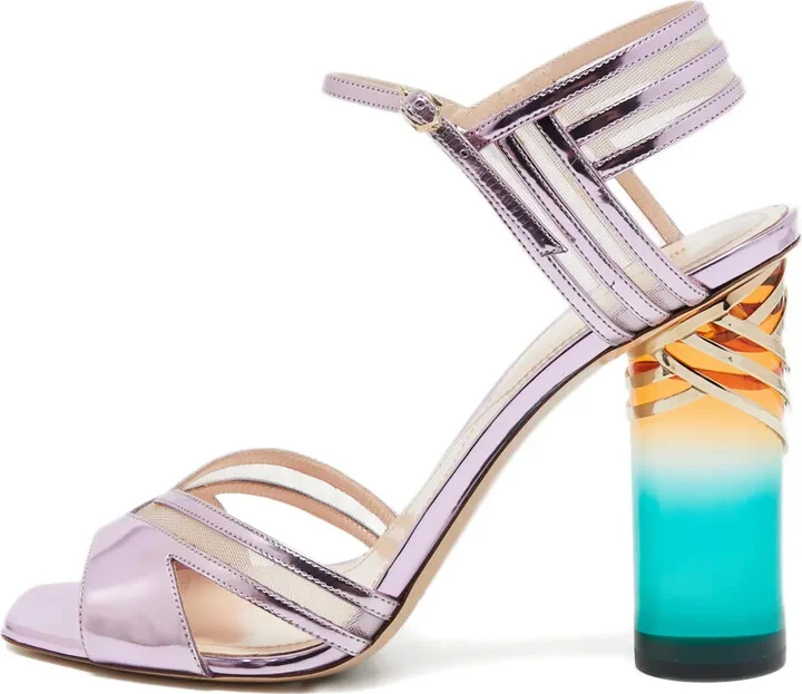 Metallic Block-Heel Sandals