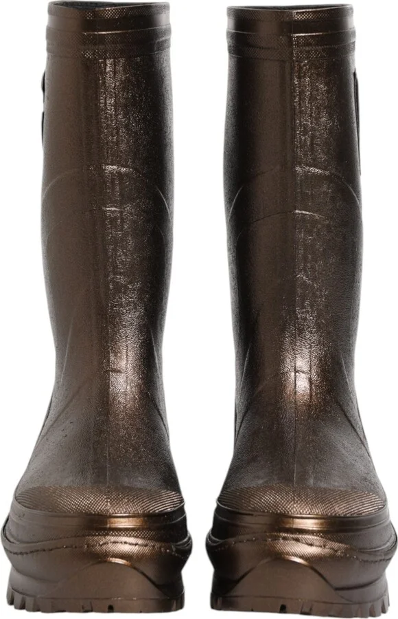 Metallic Bronze Pull On Rain Boots Women's Shoes - Image 2