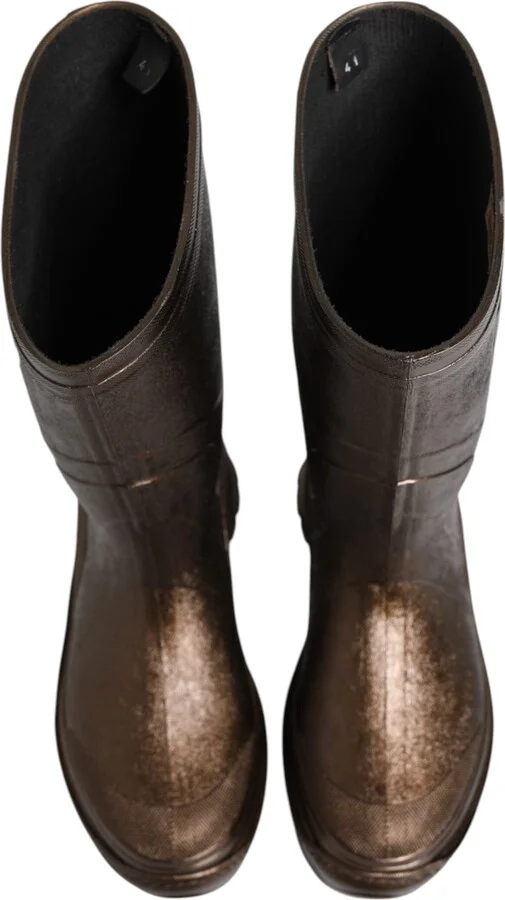 Metallic Bronze Pull On Rain Boots Women's Shoes - Image 3