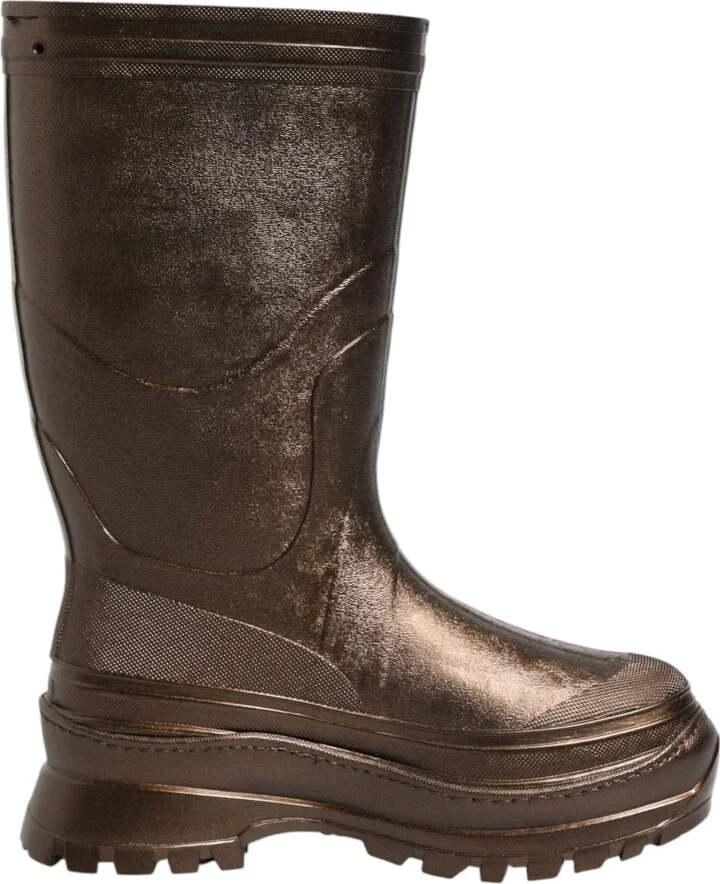 Metallic Bronze Pull On Rain Boots Women's Shoes