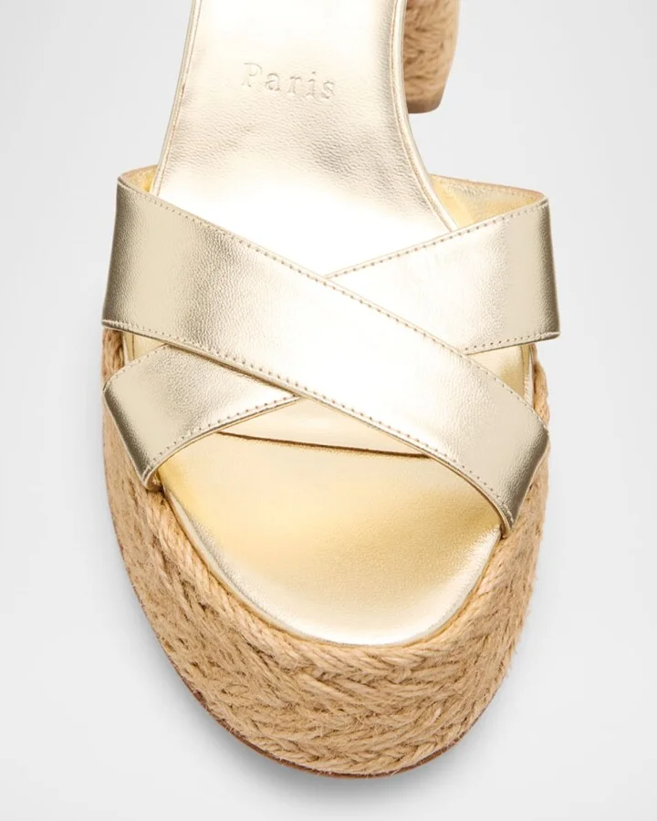 Metallic Crisscross Red Sole Platform Sandals - Image 6