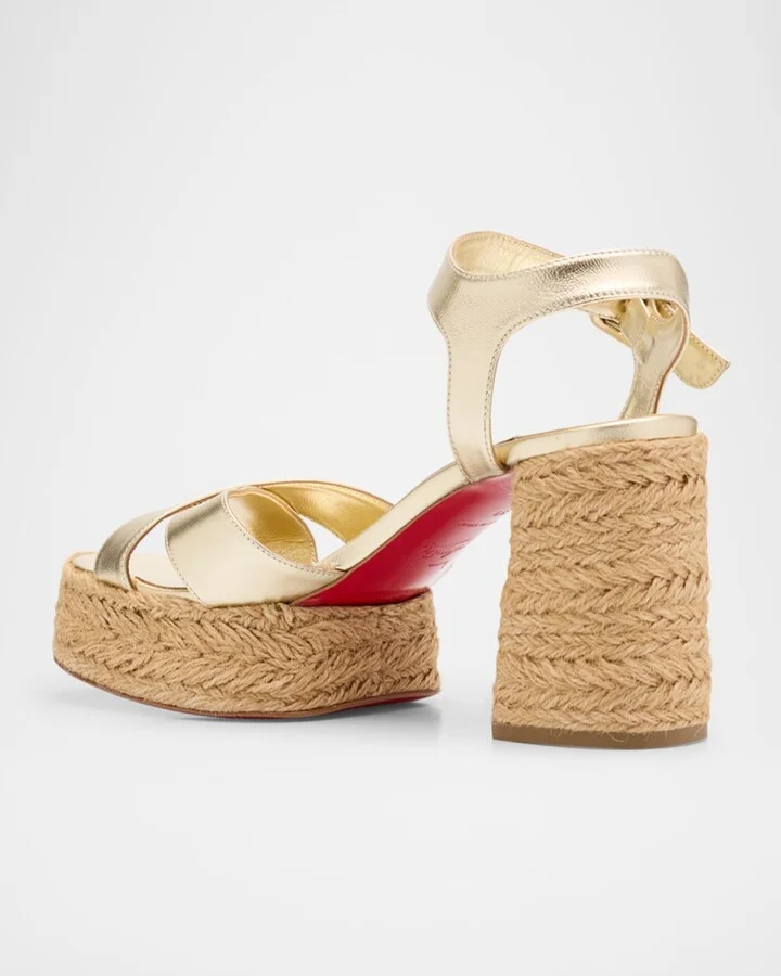 Metallic Crisscross Red Sole Platform Sandals - Image 7