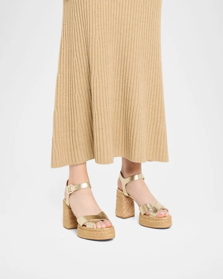 Metallic Crisscross Red Sole Platform Sandals - Image 8